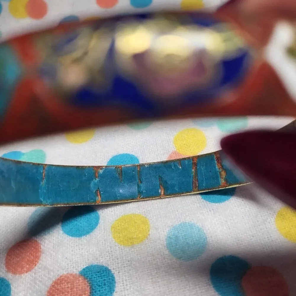 Vintage 60's Chinese Cloisonné Enamel Bangle Bracelet